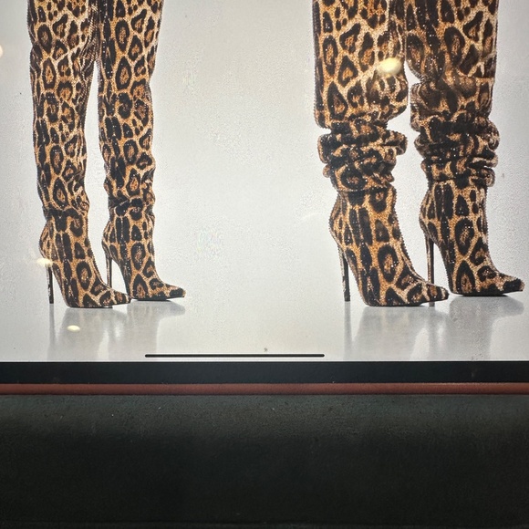 NIB AZALEA THIGH HIGH LEOPARD PRINT EMBELLISHED SEXY BOOTS 7,5 🔥🔥🔥 - Picture 16 of 17